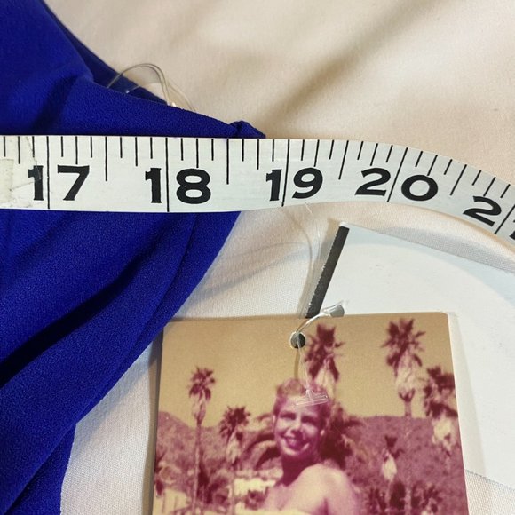 Royal Blue Emerald Sundae Cocktail dress with Gold emblem self Belt Size 11 NWT - Picture 9 of 12